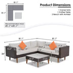 Set di divani da esterno in vimini, 4 pezzi, set di divani da patio a L con cuscini colorati - ModernLuxe