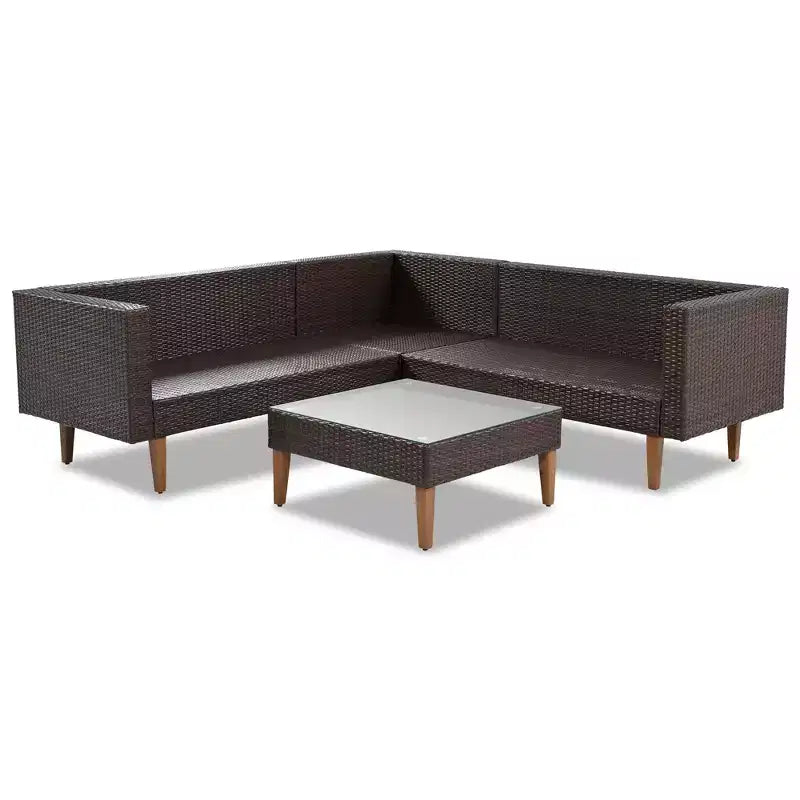 Set di divani da esterno in vimini, 4 pezzi, set di divani da patio a L con cuscini colorati - ModernLuxe