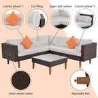 Set di divani da esterno in vimini, 4 pezzi, set di divani da patio a L con cuscini colorati - ModernLuxe