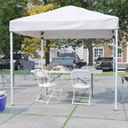 Emma and Oliver Outdoor-Veranstaltungs-/Tailgate-Garnitur mit Pop-up-Veranstaltungsdach und Tragetasche, zweiteilig klappbarem Tisch und 4 Klappstühlen