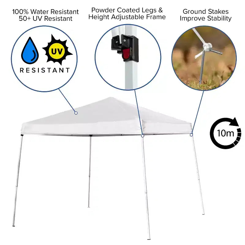 Emma and Oliver Outdoor-Veranstaltungs-/Tailgate-Garnitur mit Pop-up-Veranstaltungsdach und Tragetasche, zweiteilig klappbarem Tisch und 4 Klappstühlen