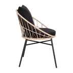 Ensemble de jardin bohème Emma and Oliver 3 pièces – fauteuils papasan en corde imitation rotin avec coussins et table d’appoint à plateau en verre