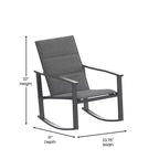 Ensemble de jardin Emma and Oliver 3 pièces avec fauteuils à bascule d’extérieur en matériau Flex Comfort et table à plateau en verre à structure métallique