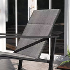 Ensemble de jardin Emma and Oliver 3 pièces avec fauteuils à bascule d’extérieur en matériau Flex Comfort et table à plateau en verre à structure métallique