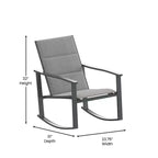 Ensemble de jardin Emma and Oliver 3 pièces avec fauteuils à bascule d’extérieur en matériau Flex Comfort et table à plateau en verre à structure métallique