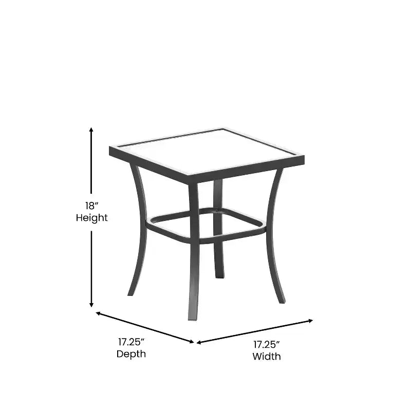 Ensemble de jardin Emma and Oliver 3 pièces avec fauteuils à bascule d’extérieur en matériau Flex Comfort et table à plateau en verre à structure métallique
