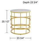 Studio 55D Brassica Modern Metal Round Geometric Tea Table 23 3/4 Wide Gold Cream Gray Faux Marble Tabletop for Living Room Bedroom House