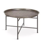 Kate and Laurel Mahdavi Round Metal Coffee Table, 25.5x25.5x15.5, Dark Silver