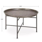 Kate and Laurel Mahdavi Round Metal Coffee Table, 25.5x25.5x15.5, Dark Silver