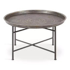 Kate and Laurel Mahdavi Round Metal Coffee Table, 25.5x25.5x15.5, Dark Silver