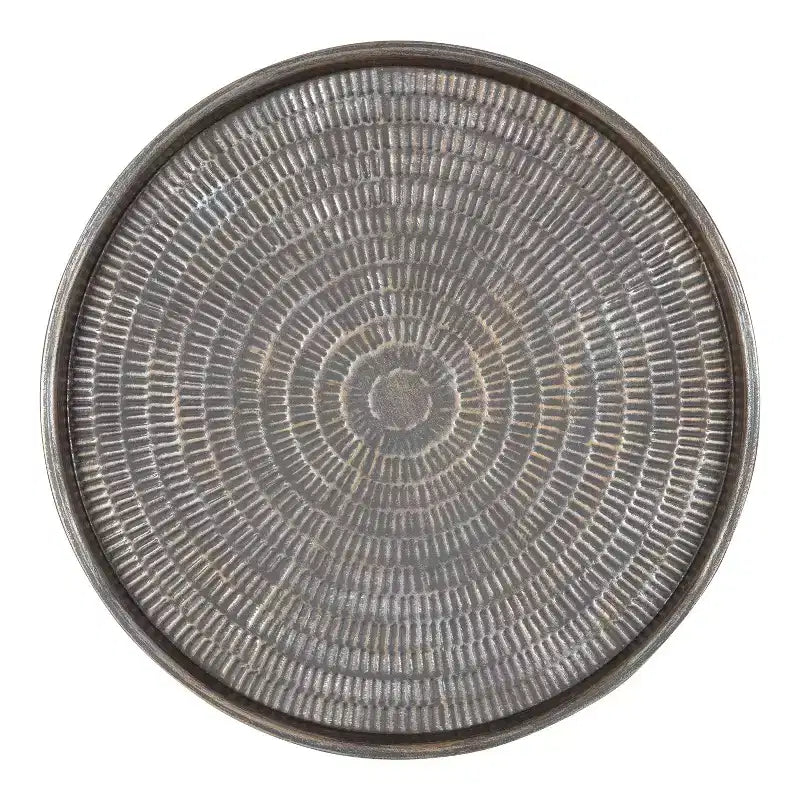 Kate and Laurel Mahdavi Round Metal Coffee Table, 25.5x25.5x15.5, Dark Silver