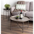 Kate and Laurel Mahdavi Round Metal Coffee Table, 25.5x25.5x15.5, Dark Silver
