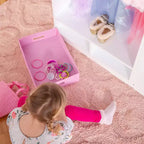 Coiffeuse de déguisement pour enfants Guidecraft, blanche : organiseur de vêtements, armoire et portant de déguisement avec miroirs et bacs de rangement