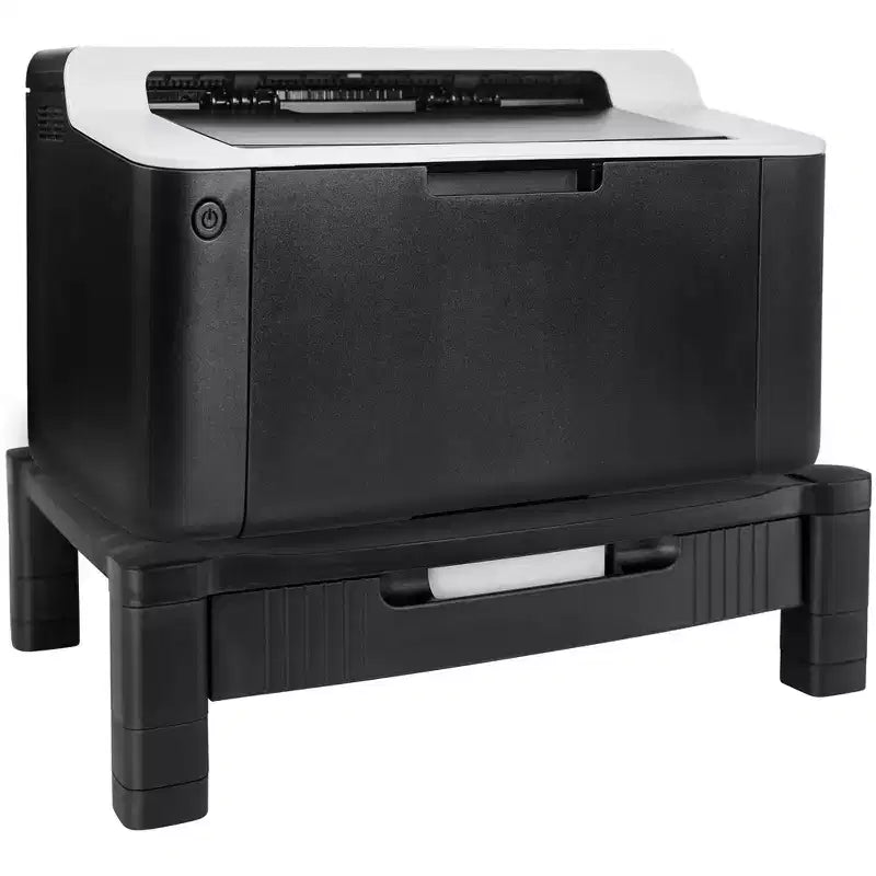 Mount-It! Monitorerhöhung mit Schublade | höhenverstellbarer Monitorständer mit ausziehbarem Stauraum in drei Reihen | Erhöhung für Computerbildschirm, Drucker oder Laptop