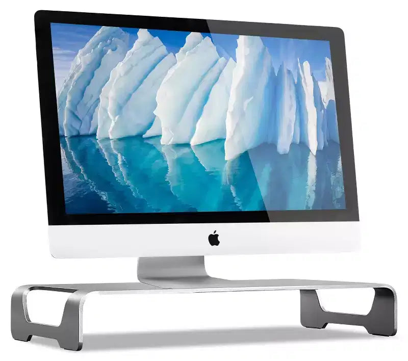 Support de moniteur en aluminium Mount-It! pour iMac - support de moniteur en métal et organisateur de bureau avec rangement pour clavier - rehausseur de moniteur universel pour PC et ordinateur portable