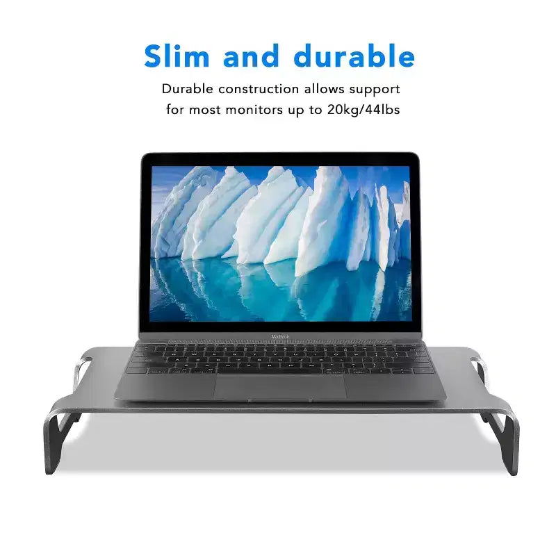 Support de moniteur en aluminium Mount-It! pour iMac - support de moniteur en métal et organisateur de bureau avec rangement pour clavier - rehausseur de moniteur universel pour PC et ordinateur portable