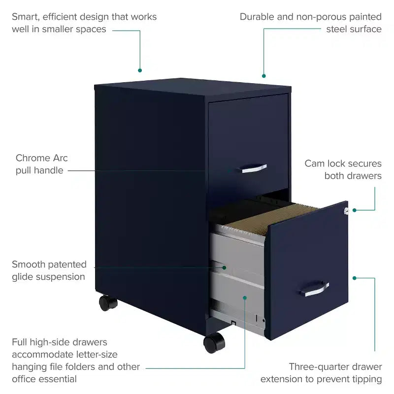 Classeur vertical mobile Space Solutions, format lettre, 18 de profondeur, 2 tiroirs