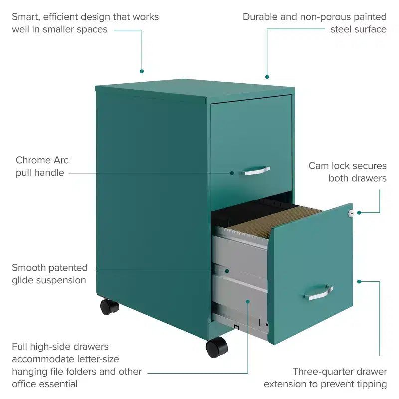 Classeur vertical mobile Space Solutions, format lettre, 18 de profondeur, 2 tiroirs