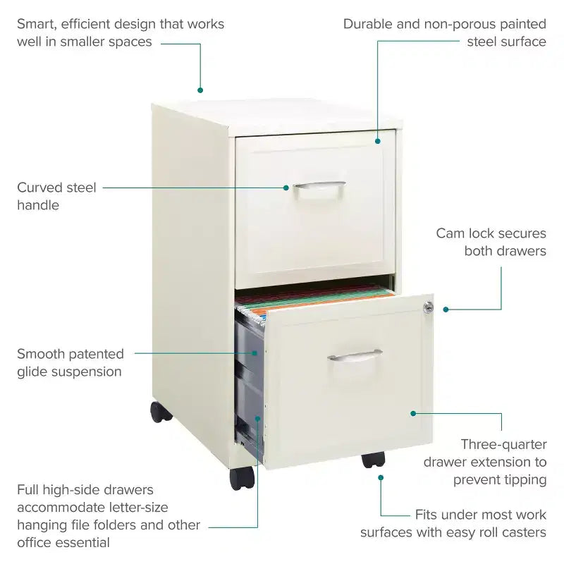 Classeur vertical mobile Space Solutions, format lettre, 18 de profondeur, 2 tiroirs