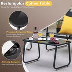 Costway ensemble de mobilier de terrasse 4 pièces avec table basse en verre trempé, fauteuil et causeuse d’extérieur