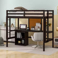 Wooden Loft Bed with Desk, Writing Board and 2 Drawers Cabinet - ModernLuxe