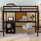 Letto a soppalco in legno con scrivania, piano per scrivere e mobiletto con 2 cassetti - ModernLuxe