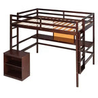Letto a soppalco in legno con scrivania, piano per scrivere e mobiletto con 2 cassetti - ModernLuxe