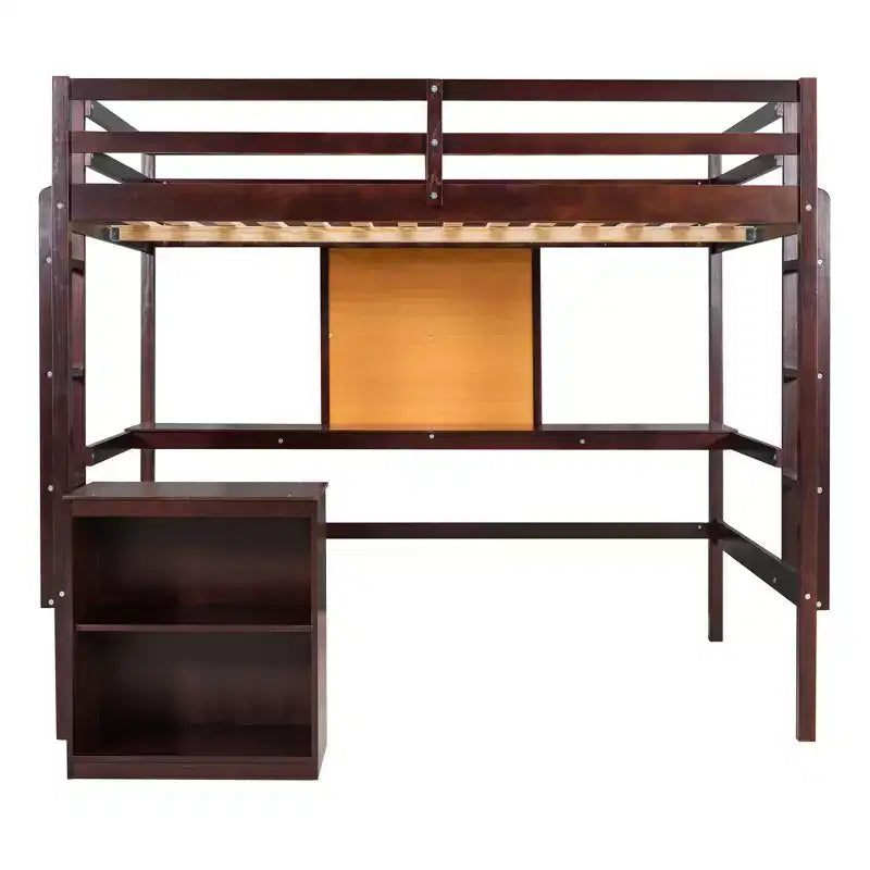 Letto a soppalco in legno con scrivania, piano per scrivere e mobiletto con 2 cassetti - ModernLuxe