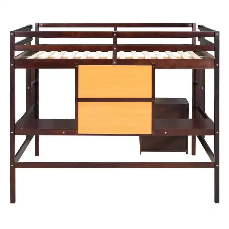 Letto a soppalco in legno con scrivania, piano per scrivere e mobiletto con 2 cassetti - ModernLuxe