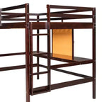 Letto a soppalco in legno con scrivania, piano per scrivere e mobiletto con 2 cassetti - ModernLuxe