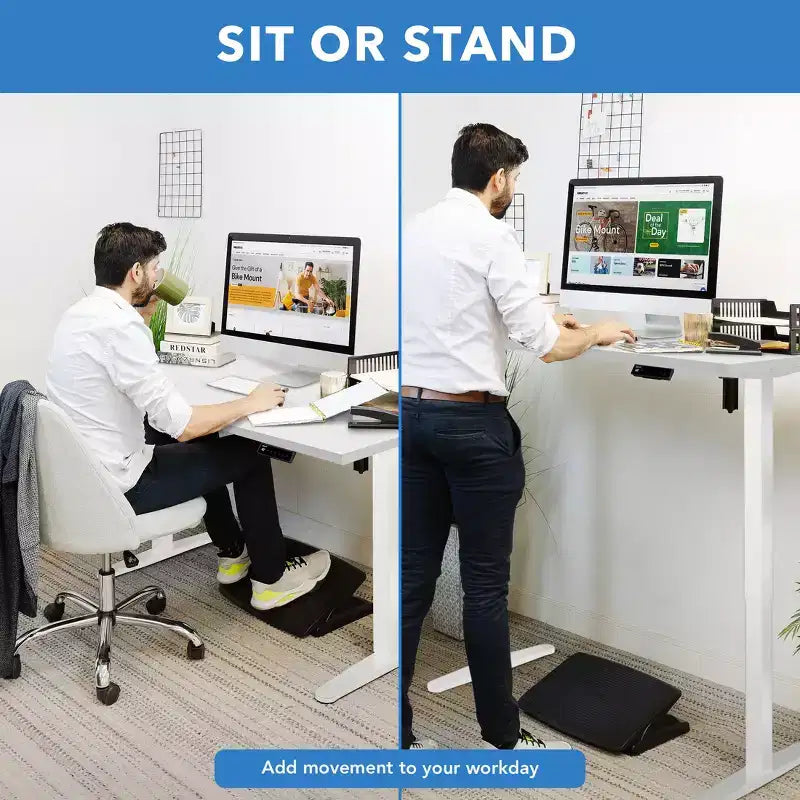 Mount-It! Height Adjustable Hand Crank Sit-Stand Desk Frame with Extra-Wide Tabletop | White