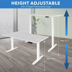 Mount-It! Height Adjustable Hand Crank Sit-Stand Desk Frame with Extra-Wide Tabletop | White