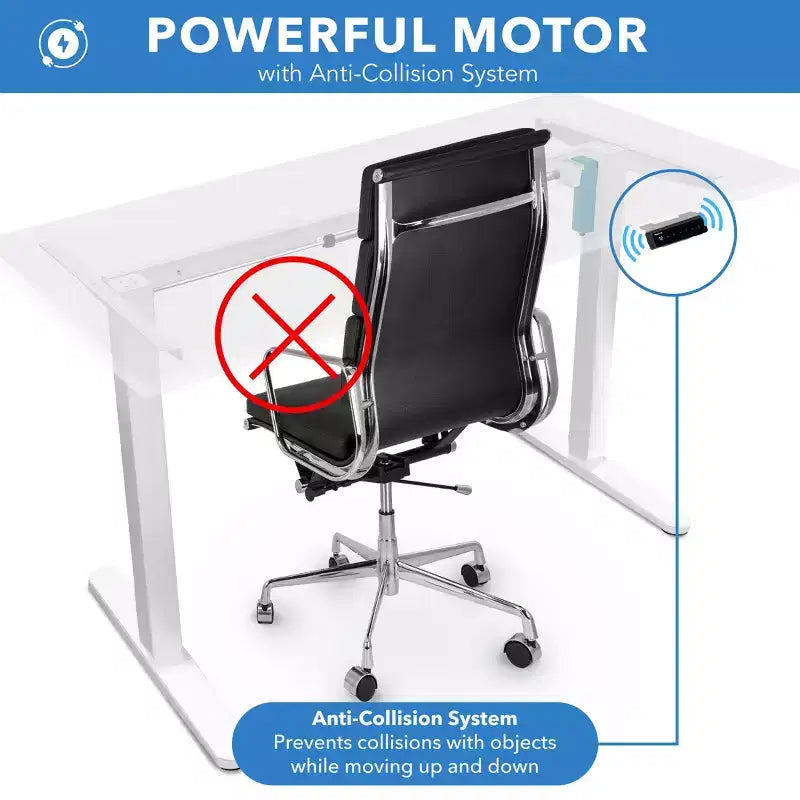 Mount-It! Height Adjustable Hand Crank Sit-Stand Desk Frame with Extra-Wide Tabletop | White