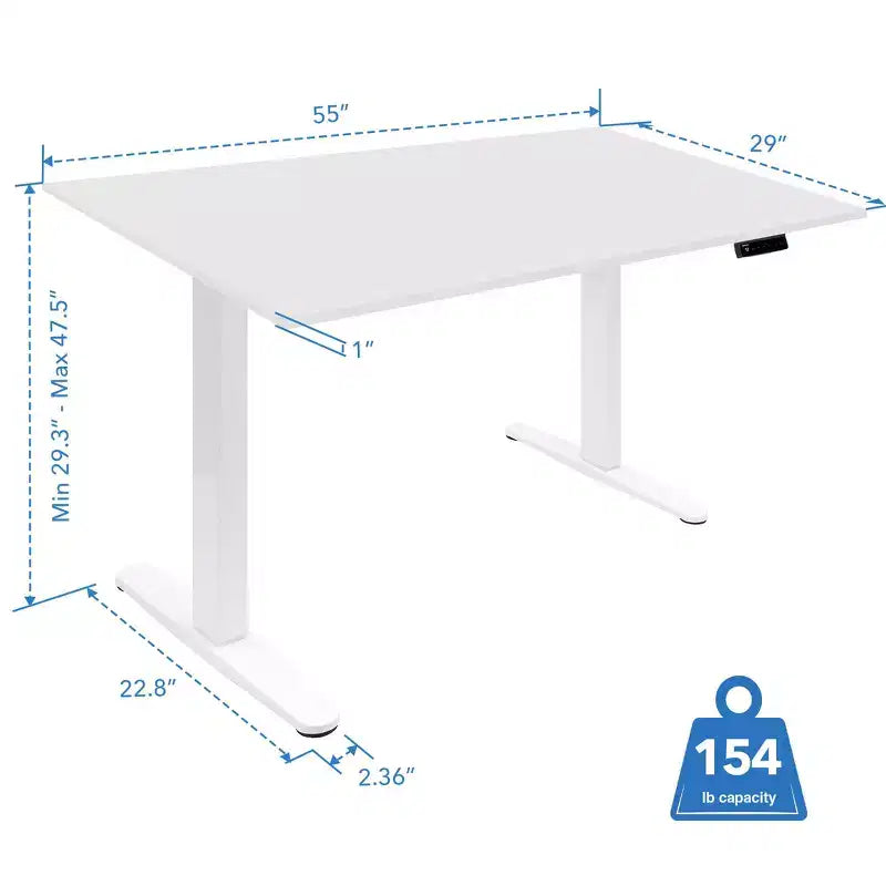 Mount-It! Height Adjustable Hand Crank Sit-Stand Desk Frame with Extra-Wide Tabletop | White