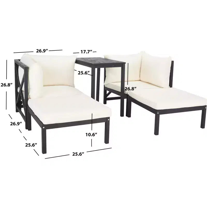 Ensemble modulaire Ronson, 5 pièces – intérieur/extérieur – PAT6762 – gris ardoise foncé/beige – Safavieh