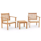 Ensemble de mobilier de patio en bois Costway, 3 pièces, chaises et table basse en bois d’acacia avec coussins moelleux, gris/blanc