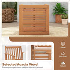 Ensemble de mobilier de patio en bois Costway, 3 pièces, chaises et table basse en bois d’acacia avec coussins moelleux, gris/blanc