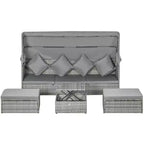 Conjunto de sofá de ratán ajustable de 4 piezas para exteriores Outsunny, conjunto de muebles de mimbre para patio con mesa de centro de altura ajustable y cojines