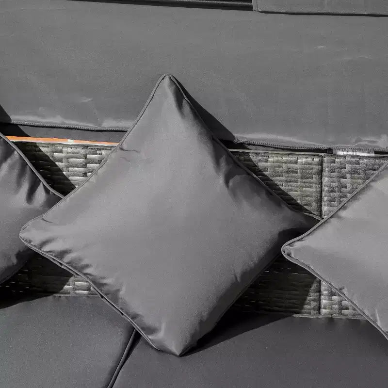 Conjunto de sofá de ratán ajustable de 4 piezas para exteriores Outsunny, conjunto de muebles de mimbre para patio con mesa de centro de altura ajustable y cojines
