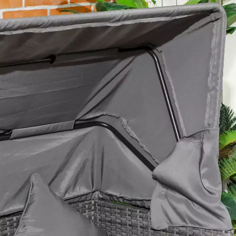 Conjunto de sofá de ratán ajustable de 4 piezas para exteriores Outsunny, conjunto de muebles de mimbre para patio con mesa de centro de altura ajustable y cojines