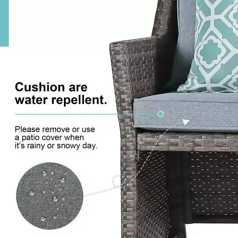 Conjunto de 2 piezas de sofá de dos plazas y mesa de centro de mimbre para patio exterior Sunsitt, con compartimento de almacenamiento integrado