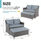Conjunto de 2 piezas de sofá de dos plazas y mesa de centro de mimbre para patio exterior Sunsitt, con compartimento de almacenamiento integrado