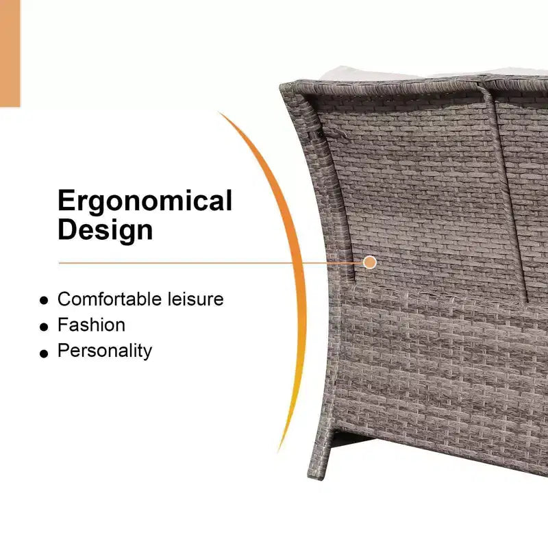 Conjunto de 2 piezas de sofá de dos plazas y mesa de centro de mimbre para patio exterior Sunsitt, con compartimento de almacenamiento integrado