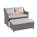 Sunsitt 2pc Wicker Outdoor Patio Wicker Loveseat and Coffee Table Set with Built-in Storage Bin