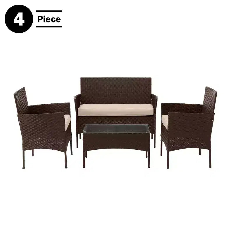 Conjunto de muebles de ratán para patio exterior de 4 piezas Pure Garden