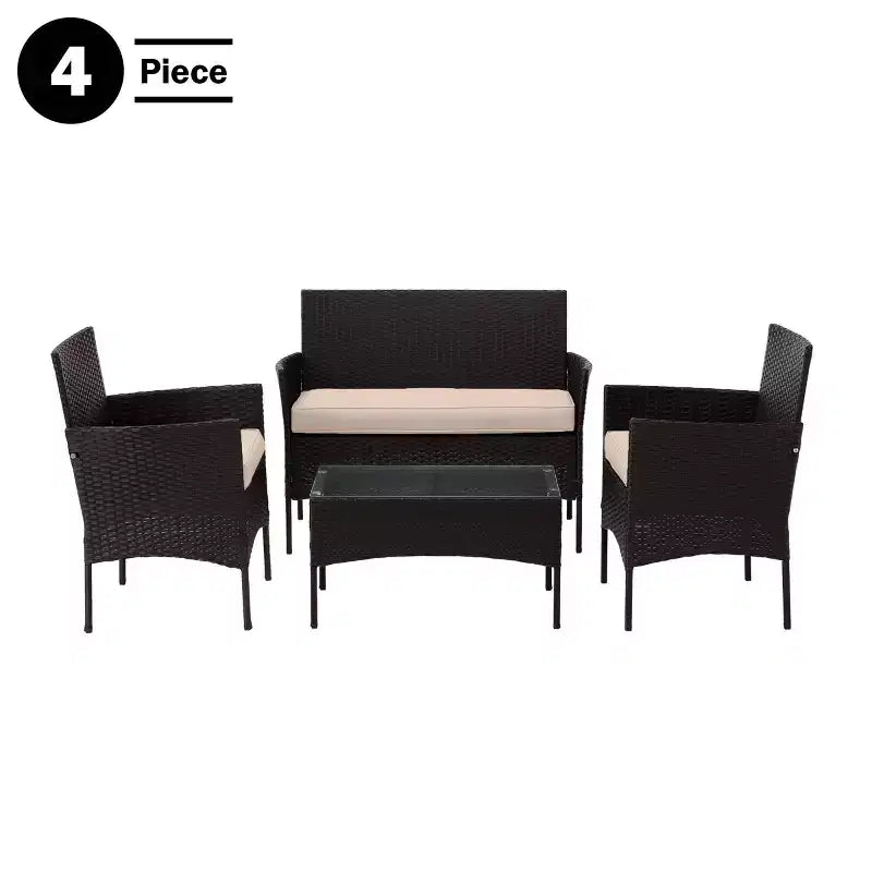 Conjunto de muebles de ratán para patio exterior de 4 piezas Pure Garden