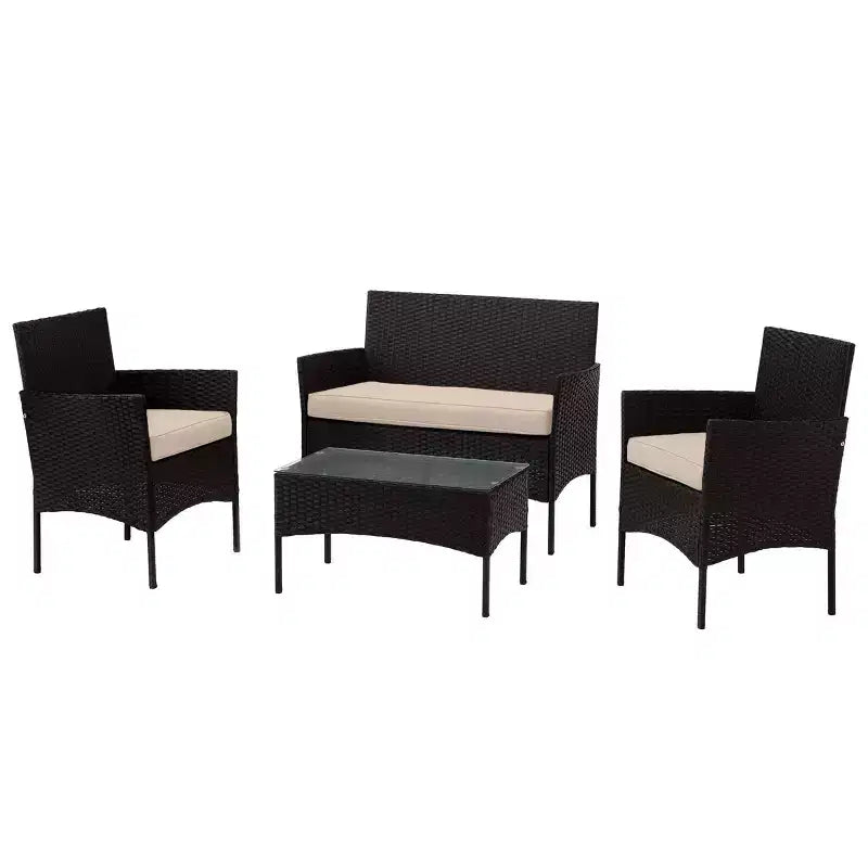 Pure Garden 4pc Outdoor Patio Rattan Furniture Set