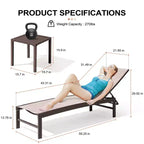 Set Crestlive Products da 3 pezzi con sedie chaise longue da patio per esterno con struttura in metallo e tavolino laterale
