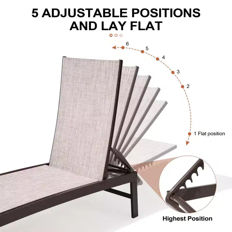 Set Crestlive Products da 3 pezzi con sedie chaise longue da patio per esterno con struttura in metallo e tavolino laterale
