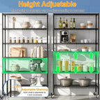 6-Tier Commercial Wire Shelving Unit with Wheels and Leveling Feet